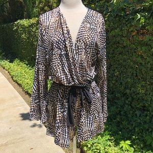 Double Click Polka Dot Front Tie Romper